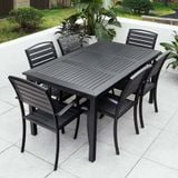  Bàn Chữ Nhật Đen Ngoài Trời Khung Nhôm Nan Polywood DPBV22 