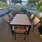  Bộ Bàn Chữ Nhật Ngoài Trời Khung Nhôm Nan Polywood HPBNG1 + HPG2 