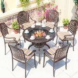  Bộ Bàn Tròn Nhôm Đúc Ngoài Trời Có Bếp Than DPBV06 + DPAV4 