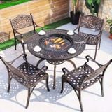  Bàn Tròn Nhôm Đúc Ngoài Trời Có Bếp Than DPBV06 