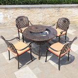  Bàn Tròn Nhôm Đúc Ngoài Trời Có Bếp Than DPBV06 