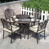  Bàn Tròn Nhôm Đúc Ngoài Trời Có Bếp Than DPBV06 