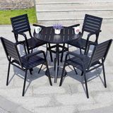  Bàn Tròn Đen Ngoài Trời Khung Nhôm Nan Polywood DPBV20 