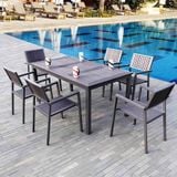  Bàn Chữ Nhật Đen Ngoài Trời Khung Nhôm Nan Polywood DPBV22 