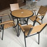  Bộ Bàn Tròn Ngoài Trời Khung Nhôm Nan Polywood HPD1 + HPG2 