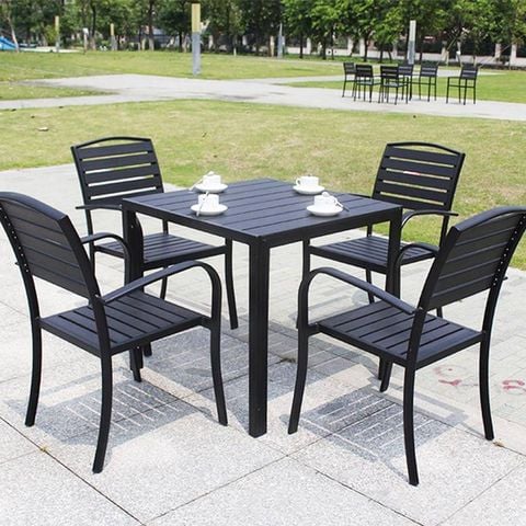 Bộ bàn vuông Polywood 4 ghế ngoài trời, hoàn hảo cho không gian thư giãn
