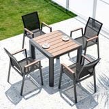  Bộ Bàn Vuông Ngoài Trời Khung Nhôm Nan Polywood DPBV19 + DPAV09 