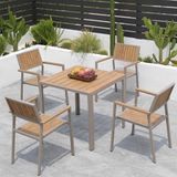  Bộ Bàn Vuông Xám Ngoài Trời Khung Nhôm Nan Polywood DPBV20C2 + DPAV11A 