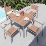  Bộ Bàn Vuông Xám Ngoài Trời Khung Nhôm Nan Polywood DPBV20C2 + DPAV11A 