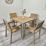  Bộ Bàn Vuông Xám Ngoài Trời Khung Nhôm Nan Polywood DPBV20C2 + DPAV11A 