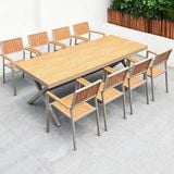  Bộ Bàn Chữ Nhật Ngoài Trời Khung Nhôm Nan Polywood DPBV23 + DPAV11A 