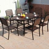  Bộ Bàn Oval Nâu Ngoài Trời Khung Nhôm Nan Polywood HPD6 + HPG1 