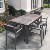  Bàn Chữ Nhật Đen Ngoài Trời Khung Nhôm Nan Polywood DPBV22 