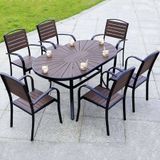  Bàn Oval Nâu Ngoài Trời Khung Nhôm Nan Polywood HPD6 