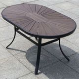  Bàn Oval Nâu Ngoài Trời Khung Nhôm Nan Polywood HPD6 