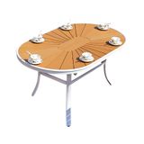  Bàn Oval Ngoài Trời Khung Nhôm Trắng Nan Polywood HPD9 