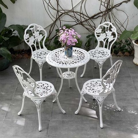 Bộ bàn 4 ghế nhôm đúc ngoài trời, thiết kế sang trọng, bền bỉ