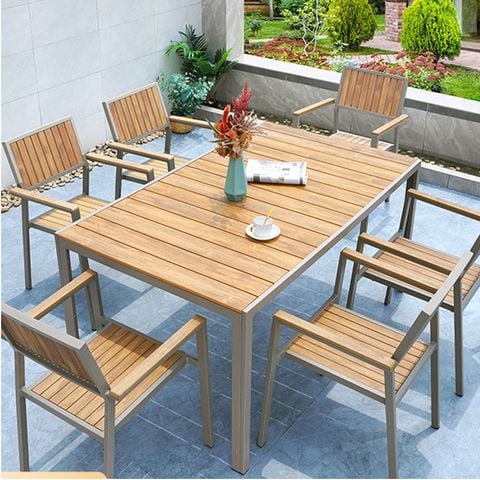 Bàn Polywood chữ nhật, dễ vệ sinh, không bám bụi, độ bền cao
