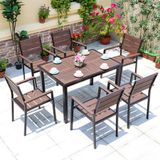  Bàn Chữ Nhật Nâu Ngoài Trời Khung Nhôm Nan Polywood DPBV21B1 