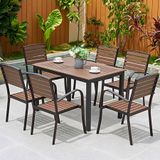  Bàn Chữ Nhật Nâu Ngoài Trời Khung Nhôm Nan Polywood DPBV21B1 