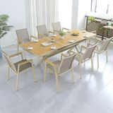  Bàn Chữ Nhật Xám Mở Rộng Ngoài Trời Khung Nhôm Nan Polywood HPI44 