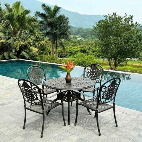 Bộ bàn 4 ghế nhôm đúc ngoài trời, sự lựa chọn hoàn hảo cho không gian thư giãn