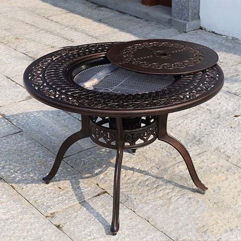Bàn nhôm đúc có bếp nướng, chống gỉ sét, chịu nhiệt tốt