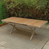  Bàn Chữ Nhật Xám Mở Rộng Ngoài Trời Khung Nhôm Nan Polywood HPI44 