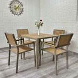  Bàn Vuông Xám Ngoài Trời Khung Nhôm Nan Polywood DPBV20C2 