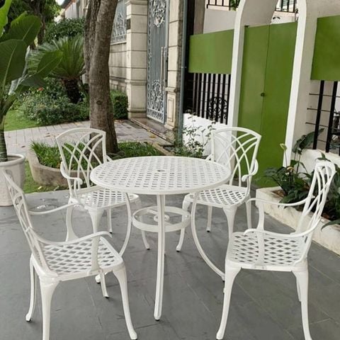 Bộ bàn ghế nhôm đúc 4 chỗ, họa tiết tinh xảo, độ bền cao