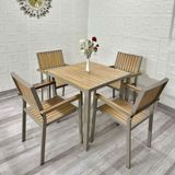  Bàn Vuông Xám Ngoài Trời Khung Nhôm Nan Polywood DPBV20C2 