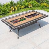  Bàn Sân Vườn Chữ Nhật Mặt Đá Có 2 Bếp Nướng AMB04 - Sự Kết Hợp Hoàn Hảo Cho Không Gian Ngoại Thất 