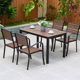  Bàn Chữ Nhật Nâu Ngoài Trời Khung Nhôm Nan Polywood DPBV21B1 