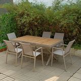  Bàn Chữ Nhật Xám Mở Rộng Ngoài Trời Khung Nhôm Nan Polywood HPI44 