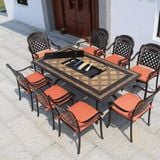  Bàn Chữ Nhật Nhôm Đúc Ngoài Trời Mặt Đá Có Bếp Nướng DPBV14B 