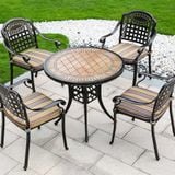  Bàn Tròn Nhôm Đúc Mặt Đá Sân Vườn D80M 