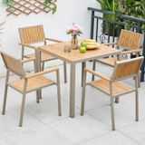  Bàn Vuông Xám Ngoài Trời Khung Nhôm Nan Polywood DPBV20C2 