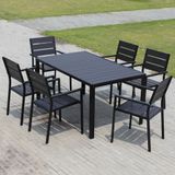  Bàn Chữ Nhật Đen Ngoài Trời Khung Nhôm Nan Polywood HPD19 