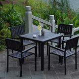  Bàn Vuông Đen Ngoài Trời Khung Nhôm Nan Polywood DPBV21A 