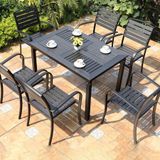  Bàn Chữ Nhật Đen Ngoài Trời Khung Nhôm Nan Polywood DPBV21B 