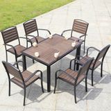  Bàn Chữ Nhật Nâu Ngoài Trời Khung Nhôm Nan Polywood DPBV21B1 