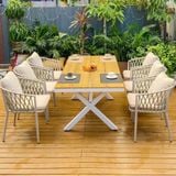  Bàn Sân Vườn DPBV23B - Khung Trắng, Nan Màu Gỗ 