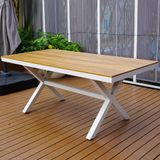  Bàn Sân Vườn DPBV23B - Khung Trắng, Nan Màu Gỗ 