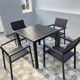  Bàn Vuông Đen Ngoài Trời Khung Nhôm Nan Polywood HPD8 
