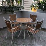  Bàn Tròn Ngoài Trời Khung Nhôm Trắng Nan Polywood HPI2 