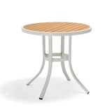  Bàn Tròn Ngoài Trời Khung Nhôm Trắng Nan Polywood HPI2 