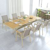  Bàn Chữ Nhật Xám Mở Rộng Ngoài Trời Khung Nhôm Nan Polywood HPI44 