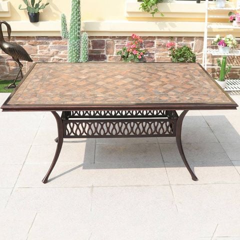 Bàn nhôm đúc mặt đá sang trọng, bền đẹp ngoài trời