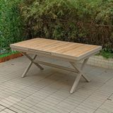  Bàn Chữ Nhật Xám Mở Rộng Ngoài Trời Khung Nhôm Nan Polywood HPI44 
