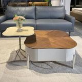  Bàn Trà Đôi Chiếc Lá BTDC - Bàn Trà Gỗ MDF Vân Óc Chó Sang Trọng 